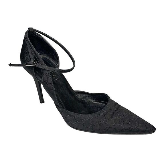 Gucci Microguccissima Black Nylon Heels D'Orsay Interlocking GG Logo Pumps US 7 - Picture 1 of 10
